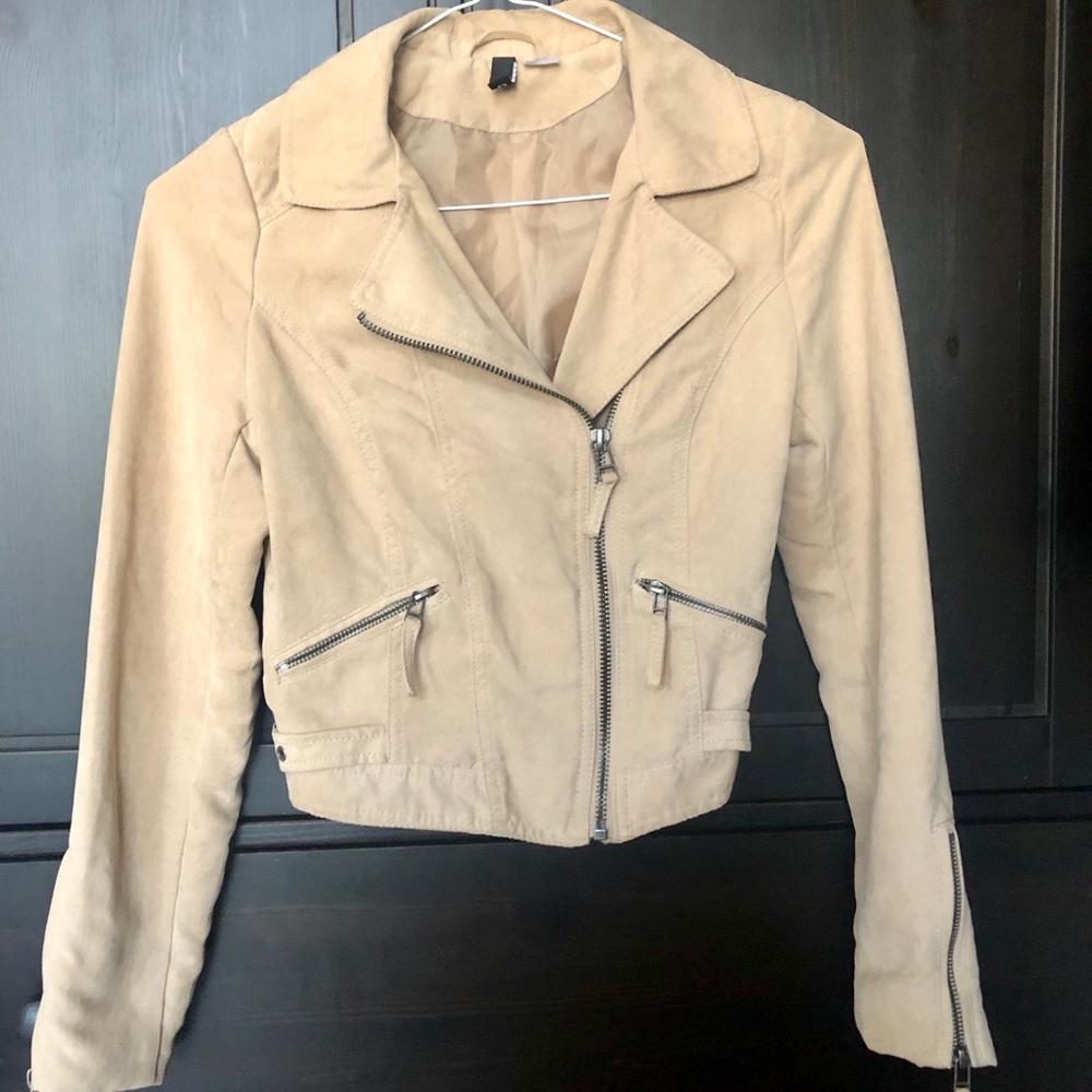 Faux suede moto jacket